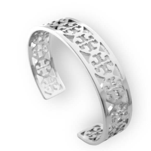 Tory Burch Jewelry - ✺✺ TORY BURCH SILVER LOGO BUT OUT CUFF BRACELET ✺✺